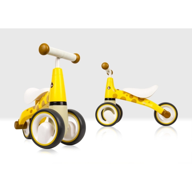საბავშვო სამთვლიანი თვითგორა ველოსიპედი 1 წლიდან ბავშვებისათვის ფერი: ყვითელი ჟირაფი
